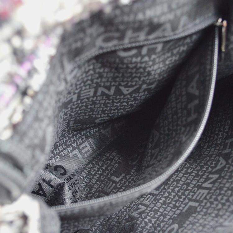 Pre Owned Chanel Multicolor Tweed Camellia Shoulder Bag