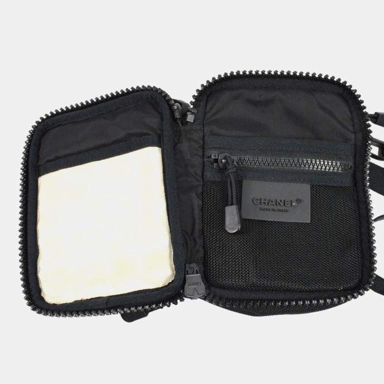 Pre Owned Chanel Beige/Black Nylon Travel Sport Line Shoulder Bag