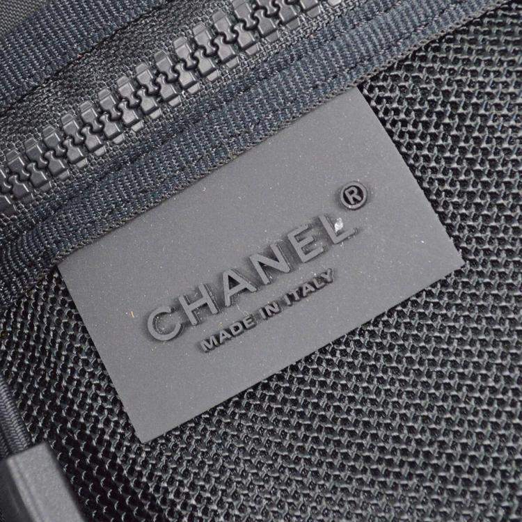 Pre Owned Chanel Beige/Black Nylon Travel Sport Line Shoulder Bag