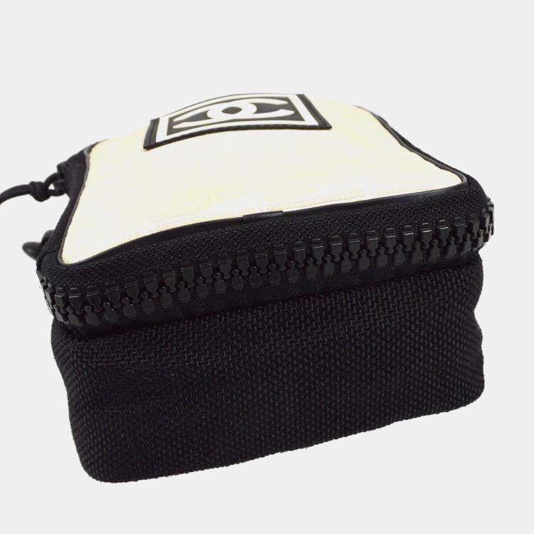 Pre Owned Chanel Beige/Black Nylon Travel Sport Line Shoulder Bag