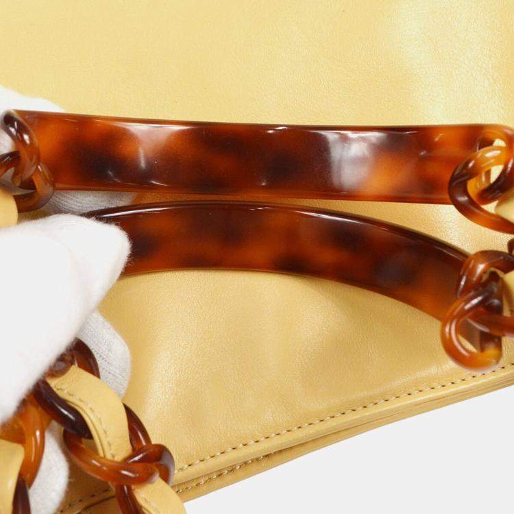Pre Owned Chanel Beige Lambskin Plastic Chain Tote Bag