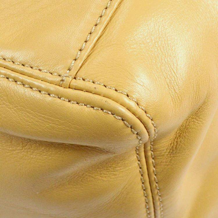 Pre Owned Chanel Beige Lambskin Plastic Chain Tote Bag