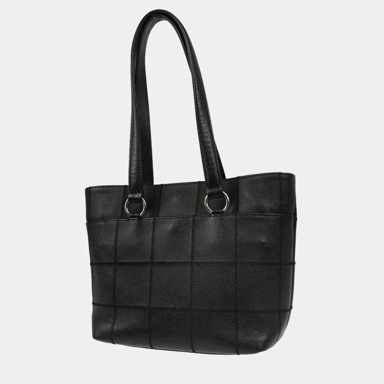Pre Owned Chanel Black Leather Choco Bar Tote Bag