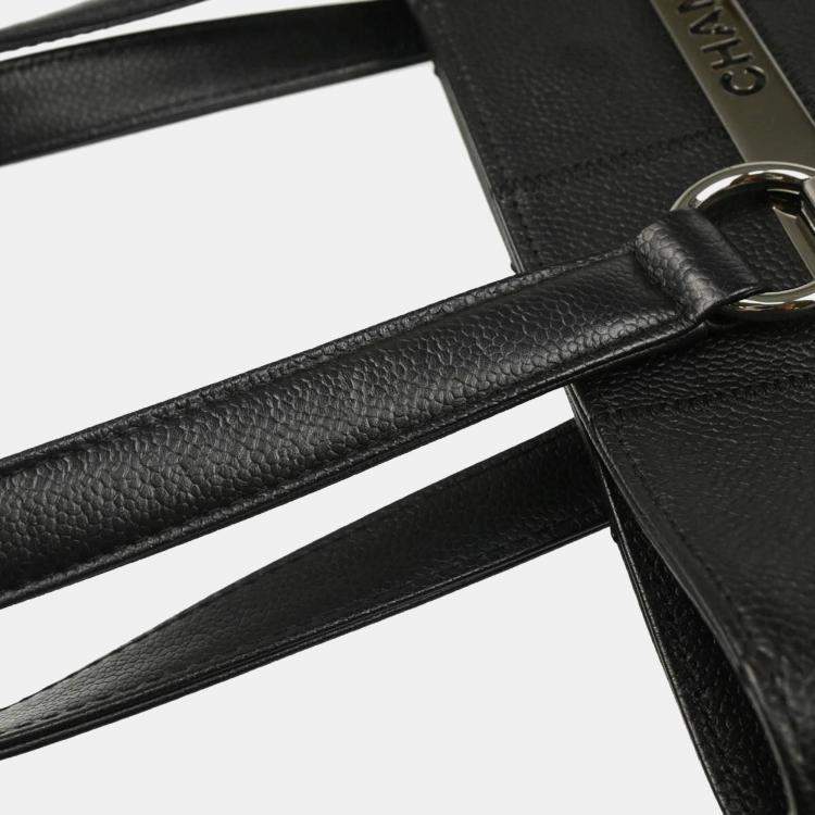 Pre Owned Chanel Black Leather Choco Bar Tote Bag