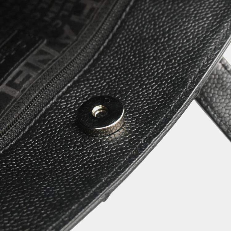 Pre Owned Chanel Black Leather Choco Bar Tote Bag
