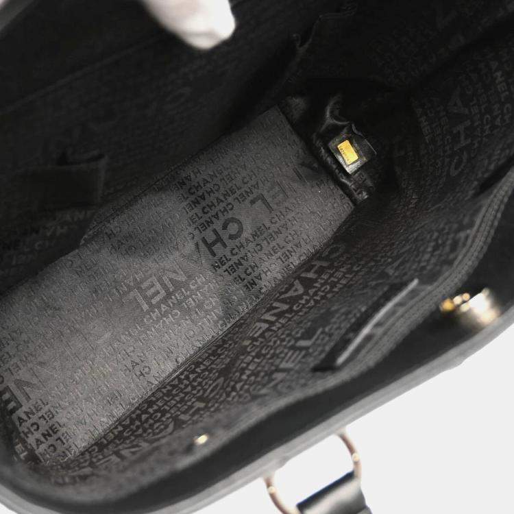 Pre Owned Chanel Black Leather Choco Bar Tote Bag