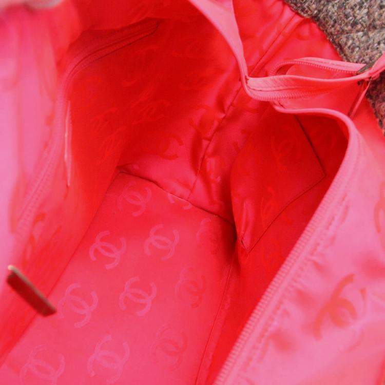 Pre Owned Chanel Pink Tweed Cambon Ligne Tote Bag