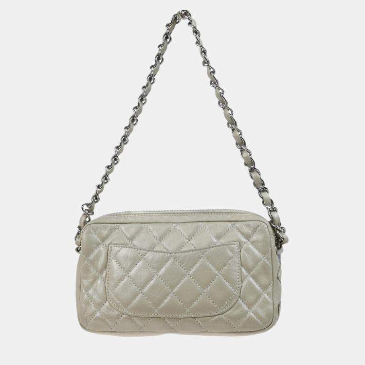 Pre Owned Chanel Light Gray Calfskin Cambon Ligne Handbag