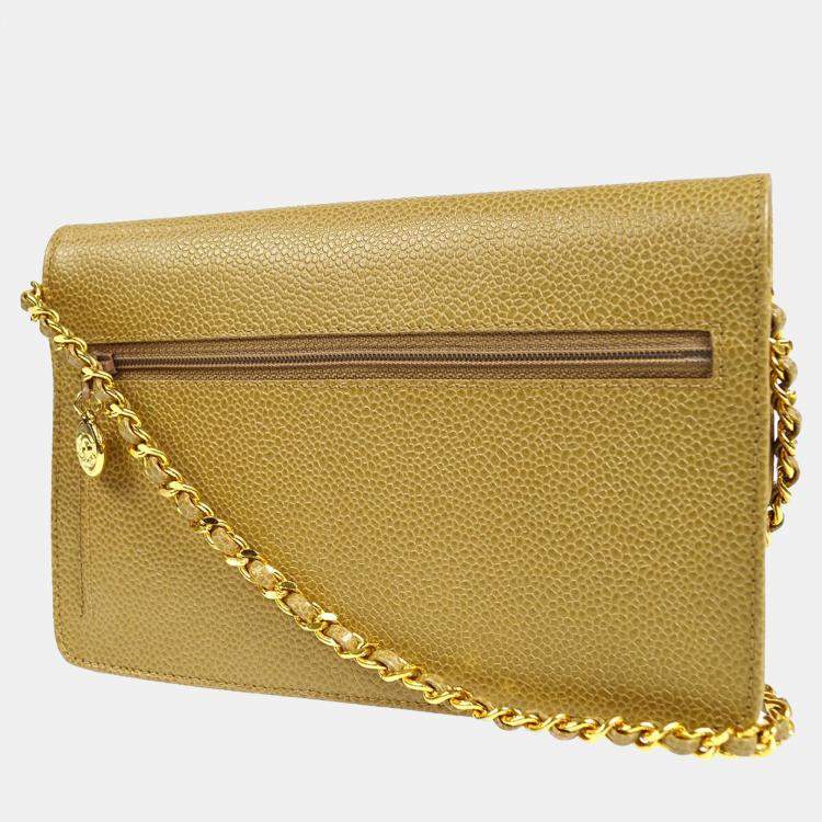 Pre Owned Chanel Brown Calfskin Timeless Wallet On Chain