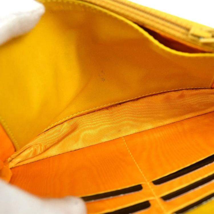 Pre Owned Chanel Yellow Calfskin Timeless Wallet On Chain 