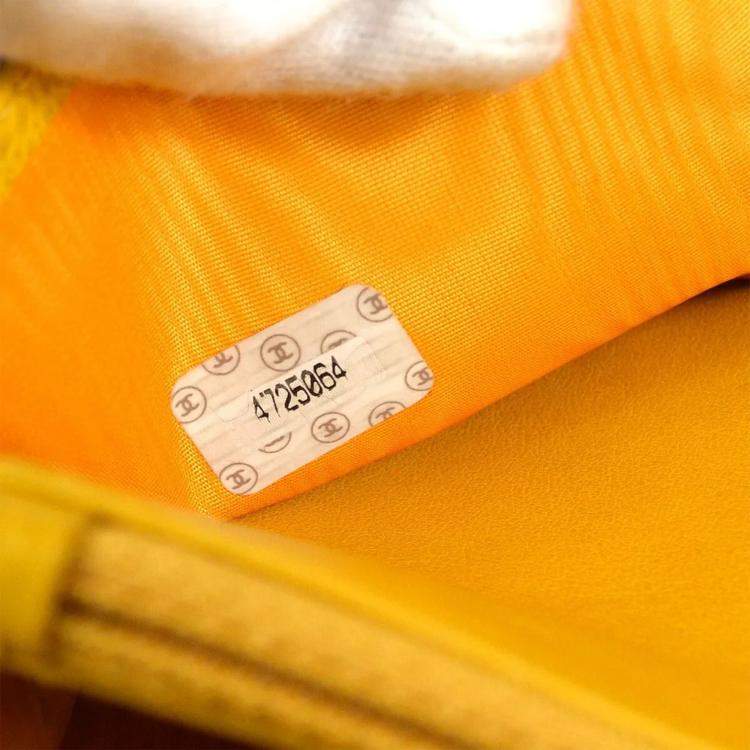 Pre Owned Chanel Yellow Calfskin Timeless Wallet On Chain 