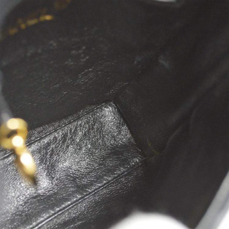 Pre Owned Chanel Black Satin Chevron Shoulder Bag 