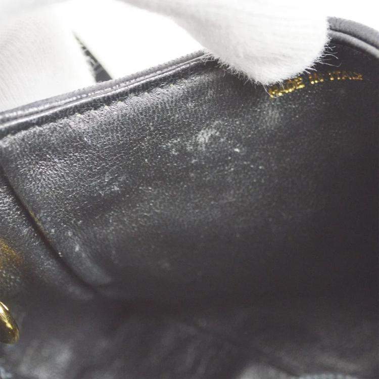 Pre Owned Chanel Black Satin Chevron Shoulder Bag 