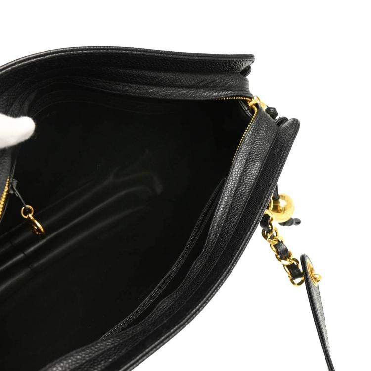 Pre Owned Chanel Black Calfskin Triple CC Shoulder Tote Bag