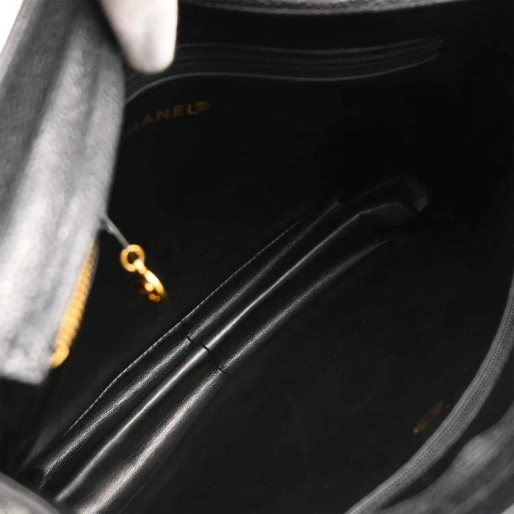 Pre Owned Chanel Black Calfskin Triple CC Shoulder Tote Bag
