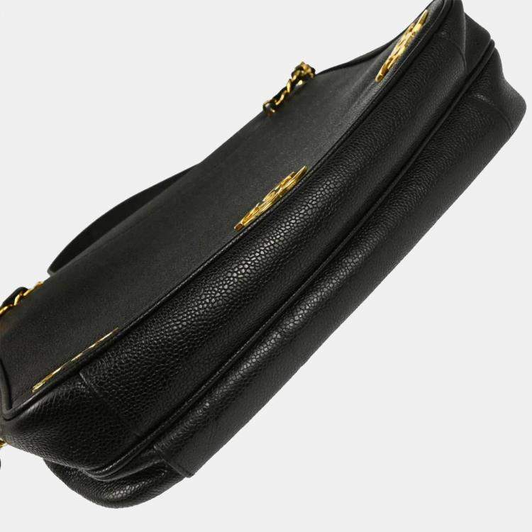 Pre Owned Chanel Black Calfskin Triple CC Shoulder Tote Bag