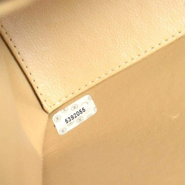 Pre Owned Chanel Beige Calfskin Turnlock Top Handle Bag