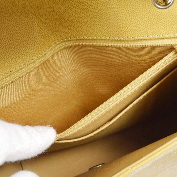 Pre Owned Chanel Beige Calfskin Turnlock Top Handle Bag