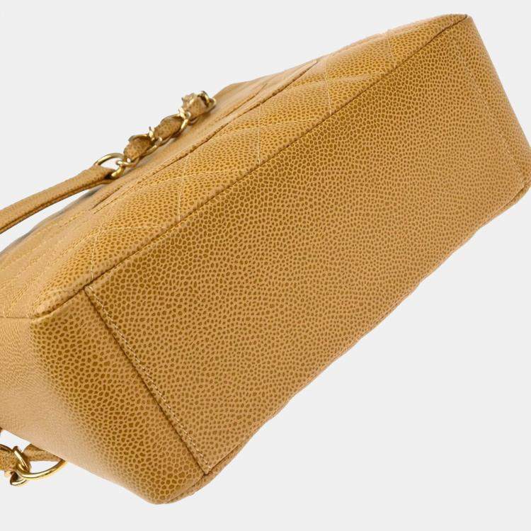 Pre Owned Chanel Beige Calfskin Petite Shopping Tote Handbag