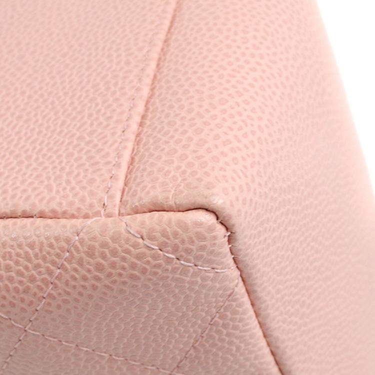 Pre Owned Chanel Pink Calfskin Petite Shopping Tote Handbag 