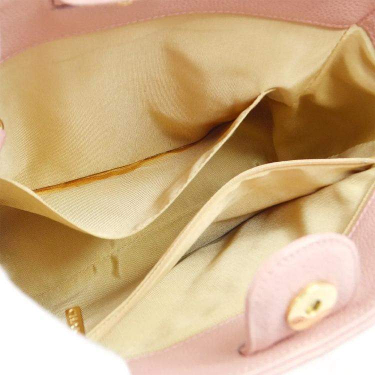 Pre Owned Chanel Pink Calfskin Petite Shopping Tote Handbag 