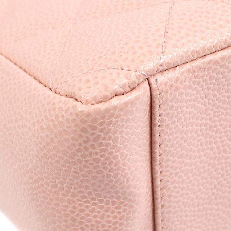 Pre Owned Chanel Pink Calfskin Petite Shopping Tote Handbag 