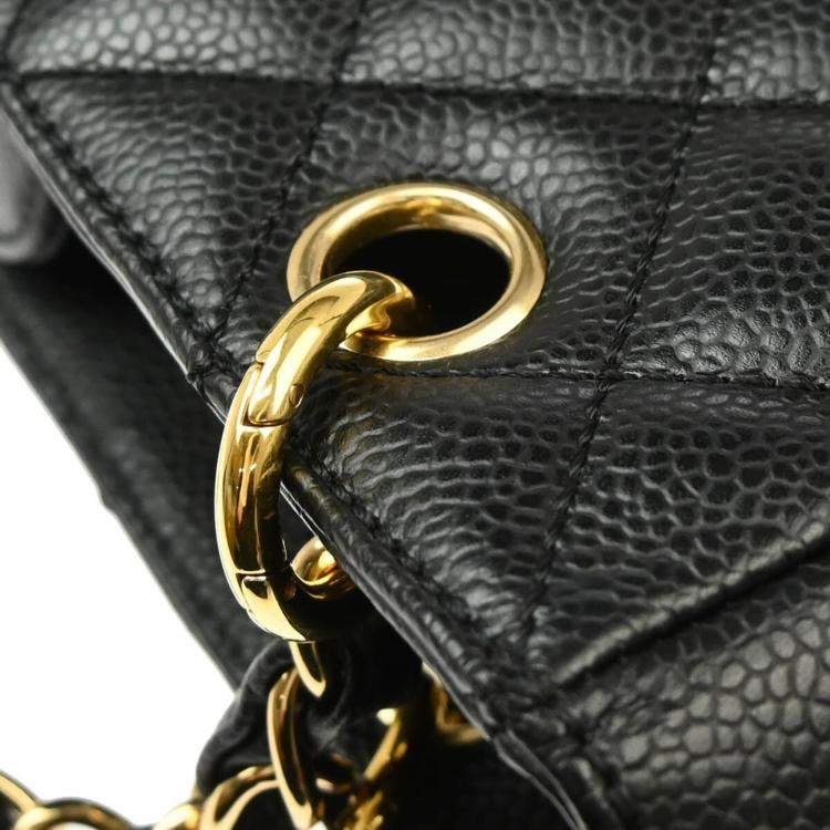 Pre Owned Chanel Black Calfskin Petite Shopping Tote  Handbag