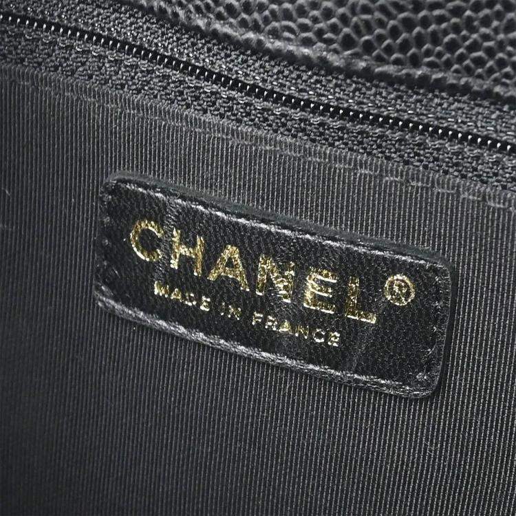 Pre Owned Chanel Black Calfskin Petite Shopping Tote Handbag