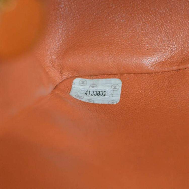 Pre Owned Chanel Orange Lambskin Classic Flap Chain Backpack