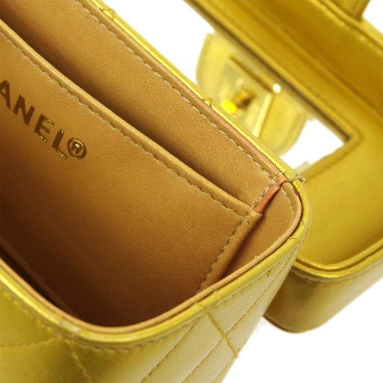 Pre Owned Chanel Quilted Cc Vanity Chain Shoulder Bag Purse Gold Leather Vintage