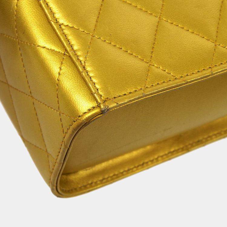 Pre Owned Chanel Quilted Cc Vanity Chain Shoulder Bag Purse Gold Leather Vintage