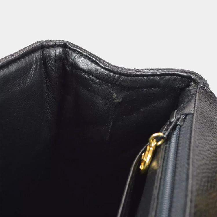 Pre Owned Chanel Black Calfskin Chevron Maxi Classic Flap Chain Shoulder Bag