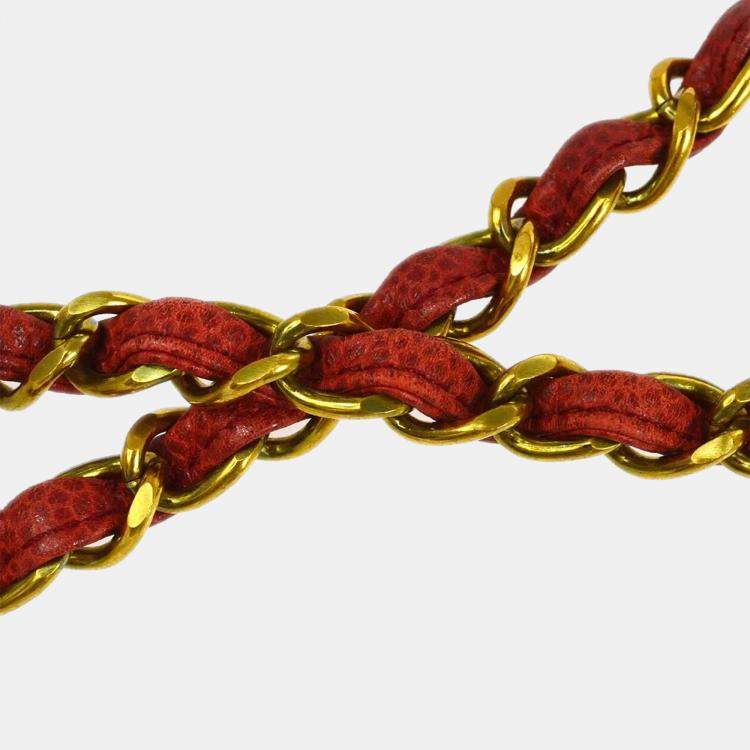 Pre Owned Chanel Red Calfskin Small Diana Single Chain Shoulder Bag