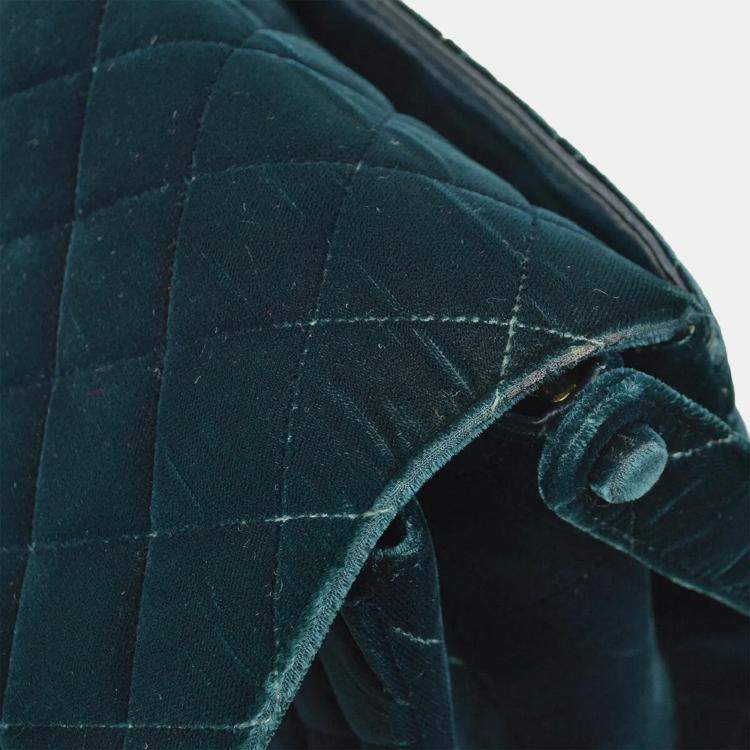 Pre Owned Chanel Moss Green Velvet Handbag