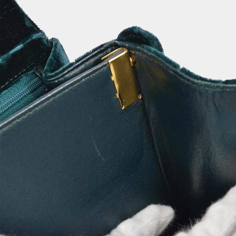 Pre Owned Chanel Moss Green Velvet Handbag