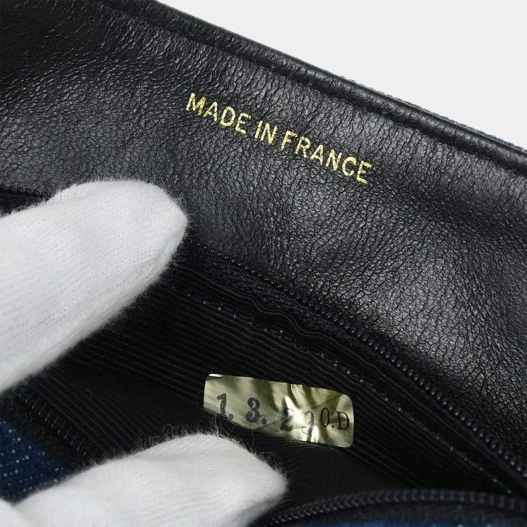 Pre Owned Chanel Blue Denim Mini Classic Square Flap Shoulder Bag