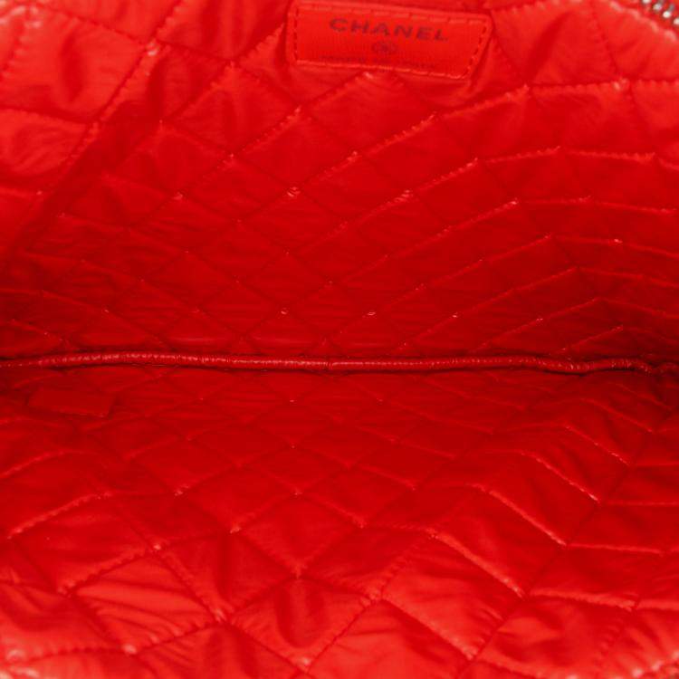 Pre Owned Chanel Red Medium Printed Lambskin Cuba La Habana O Case Clutch