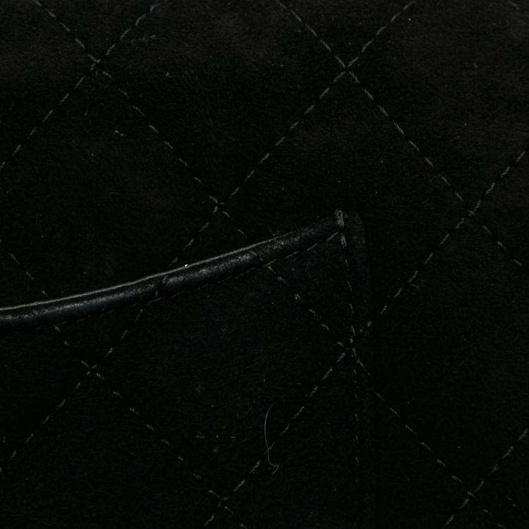 Pre Owned Chanel Black Quilted Suede Cocostellar Wallet on Chain