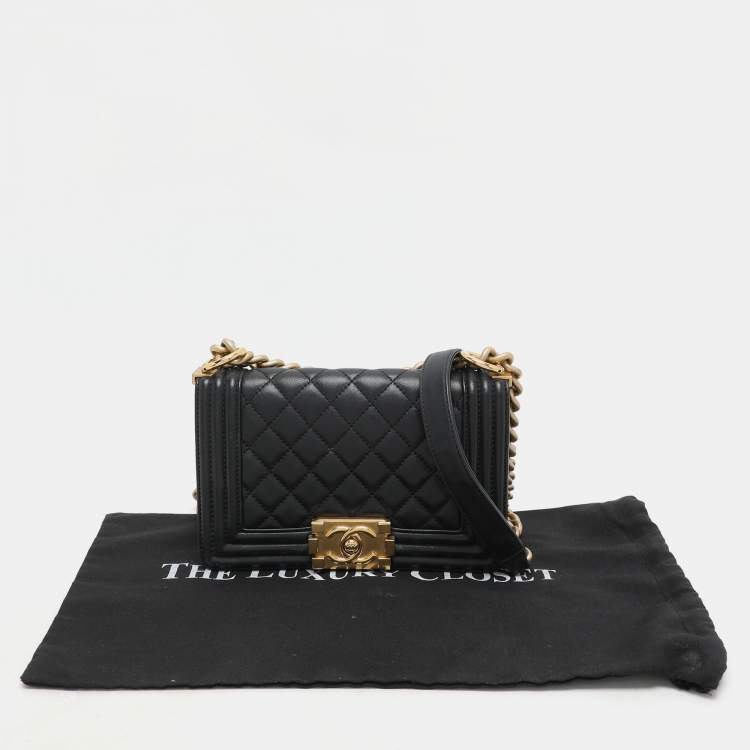 Pre Owned Chanel Black Quilted Leather Small Boy Flap Bag