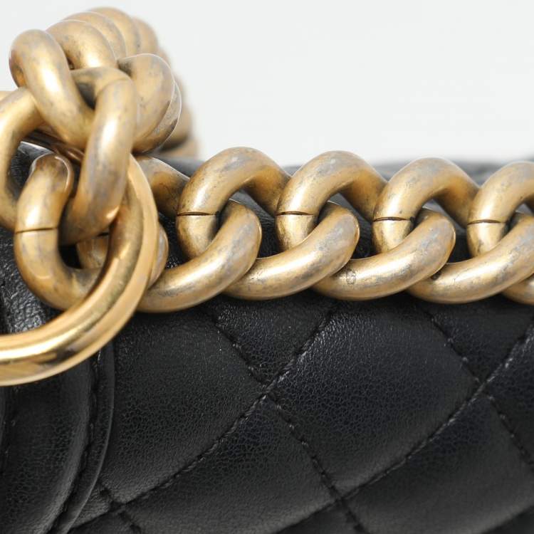 Pre Owned Chanel Black Quilted Leather Small Boy Flap Bag