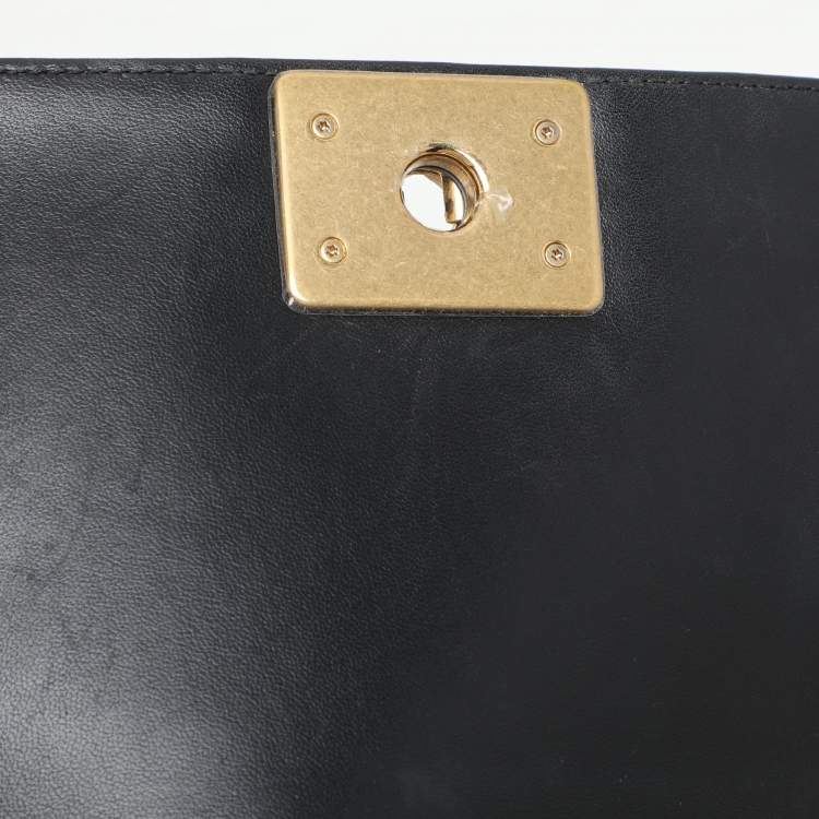 Pre Owned Chanel Black Quilted Leather Small Boy Flap Bag