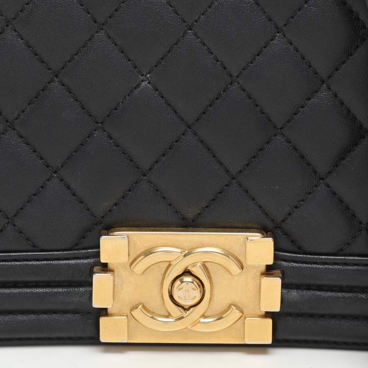 Pre Owned Chanel Black Quilted Leather Small Boy Flap Bag