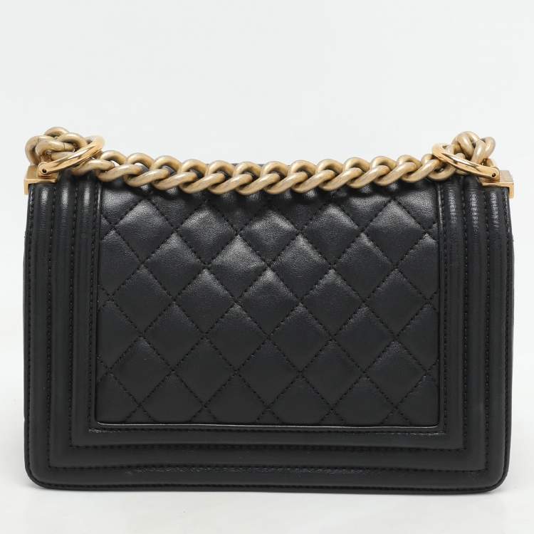 Pre Owned Chanel Black Quilted Leather Small Boy Flap Bag