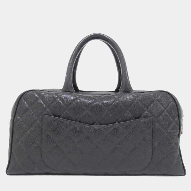 Pre Owned Chanel Black Grained Calfskin Boston Bag