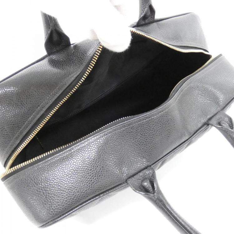 Pre Owned Chanel Black Grained Calfskin Boston Bag