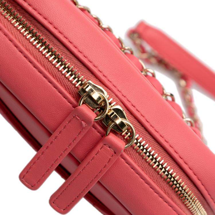 Pre Owned Chanel Pink Lambskin Giant Crystal CC Camera Bag
