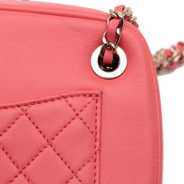 Pre Owned Chanel Pink Lambskin Giant Crystal CC Camera Bag