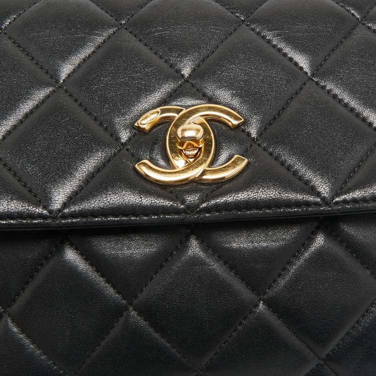 Pre Owned Chanel Black Quilted Leather Medium Trendy CC Flap Bag
