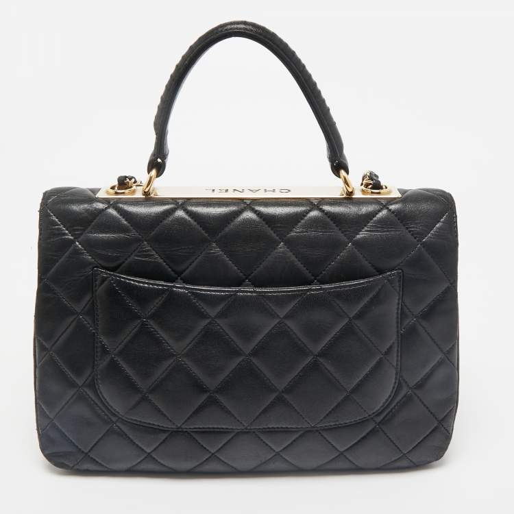 Pre Owned Chanel Black Quilted Leather Medium Trendy CC Flap Bag