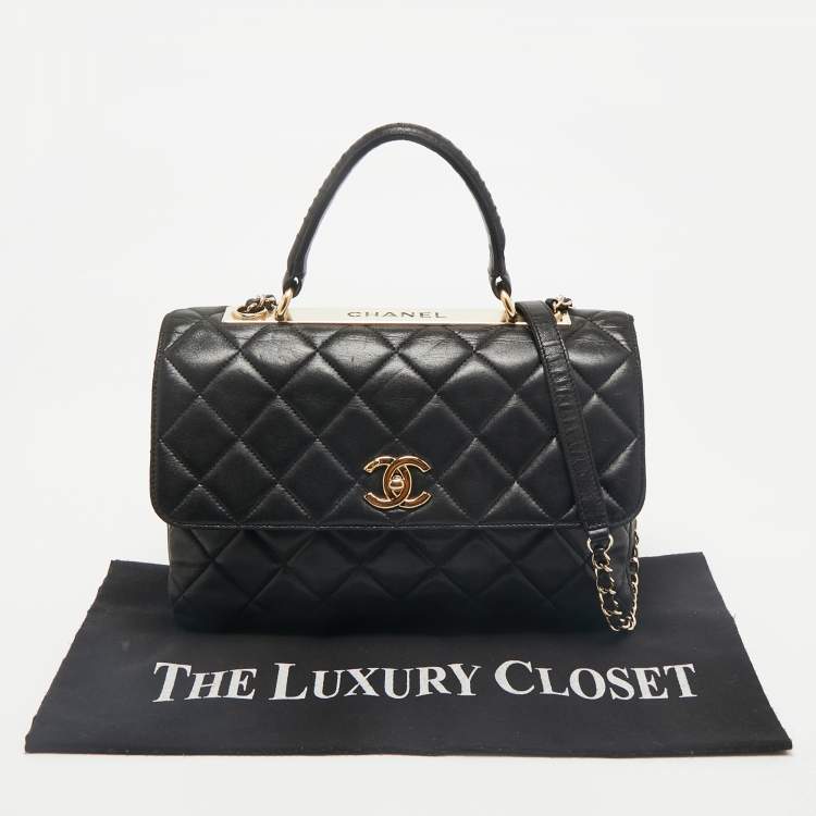 Pre Owned Chanel Black Quilted Leather Medium Trendy CC Flap Bag